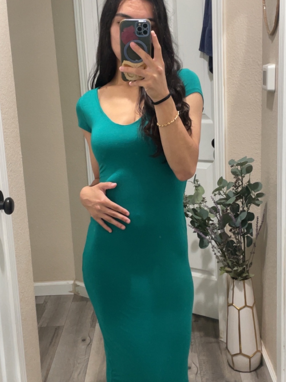 See You Monday Teal Scoop Neck Maxi Dress